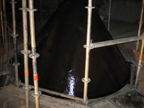 Cône de silo recouvert de Belzona 4351